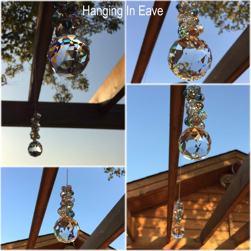 Pedobo 40mm Crystals Ball Prisms Suncatcher Hanging Ornament Chakra Crystals Rainbow Maker with Colors Crystal Pendants for Home,Office,Garden Decoration - Image 4